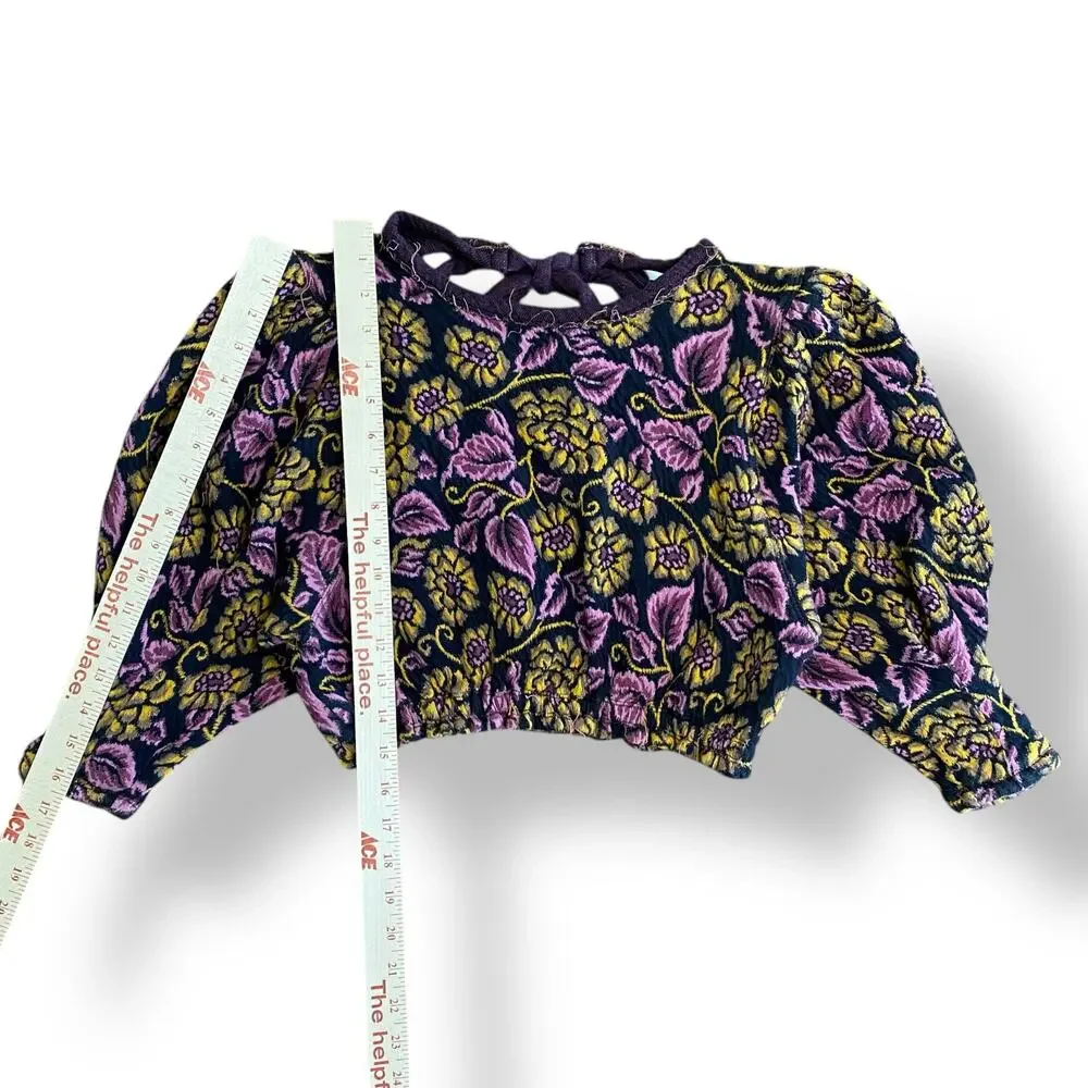 Free People No Ordinary Black Floral Reversible‎ Top Womens Size S Purple Black